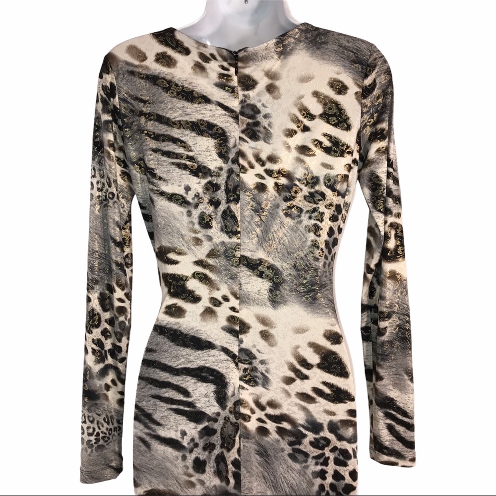Cache Leopard Metallic Ruched Dress - Picture 7 of 11
